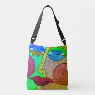 Bolso Cruzado Funky Abstract Art Face