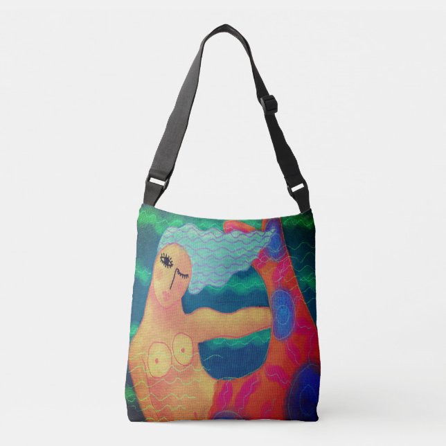 Bolso Cruzado Funky Abstract Art Mermaid (Anverso)