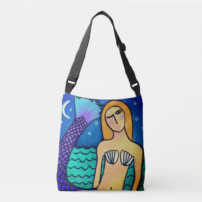 Bolso Cruzado Funky Abstract Art Mermaid (Anverso)