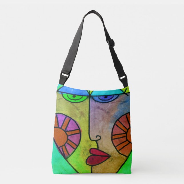 Bolso Cruzado Funky Abstract Face (Anverso)