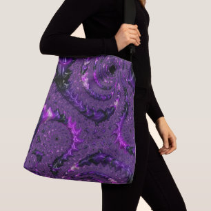 Bolso Cruzado Funky Bold Boho Purple Digital Resumen Fractal