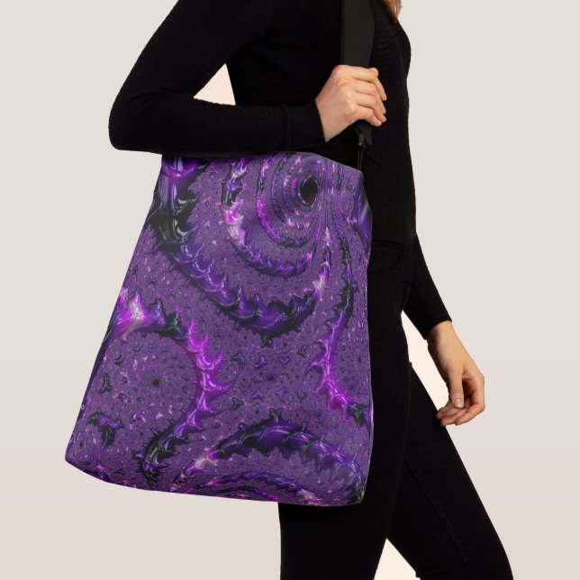Bolso Cruzado Funky Bold Boho Purple Digital Resumen Fractal (Detalle)