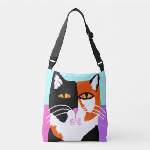 Bolso Cruzado Funky Calico Cat Resumen Arte