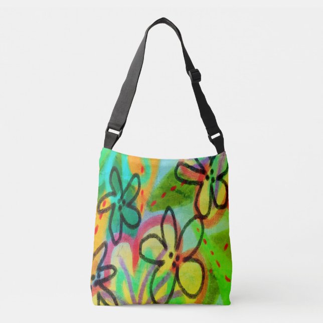 Bolso Cruzado Funky Resumen de arte floral (Anverso)