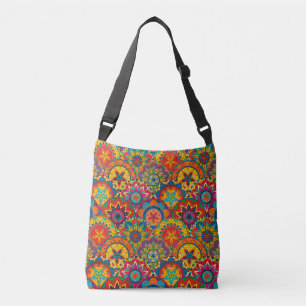 Bolso Cruzado Funky Retro Colorido Patrón de Mandala