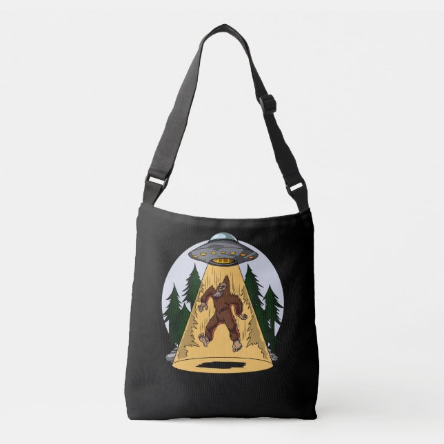 Bolso Cruzado Funny Bigfoot Alien Abducción Space OVNI (Anverso)