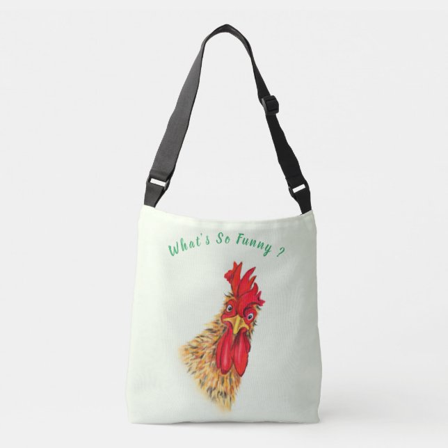 Bolso Cruzado Funny Rooster Crossbody Bag - Texto Personalizado (Anverso)