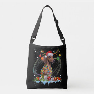 Bolso Cruzado Funny Santa Dachshund Reindeer Light Navidades