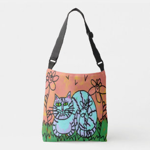 Bolso Cruzado Garden Kitty Resumen Arte Cat Arte Tote Bag