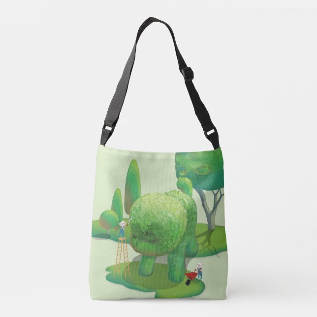 Bolso Cruzado Gardeneradores de gatos y Bush de animales verdes (Reverso)