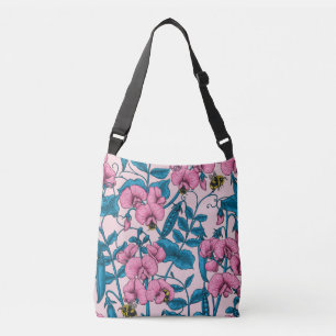 Bolso Cruzado Garzas y abejorros dulces, rosa y azul