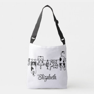 Bolso Cruzado Gatitos Colgantes Lindos Nombre Personalizado