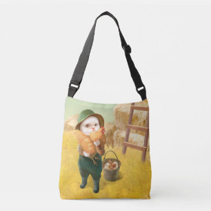 Bolso Cruzado Gato Adorable con Hen en la Granja