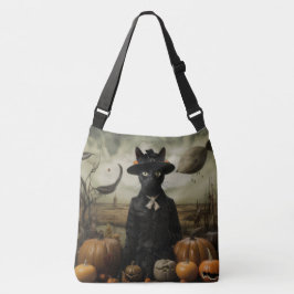 Bolso Cruzado Gato Bruja con Calabazas
