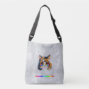 Bolso Cruzado Gato con peluca y gafas de sol (Cuadro #2)