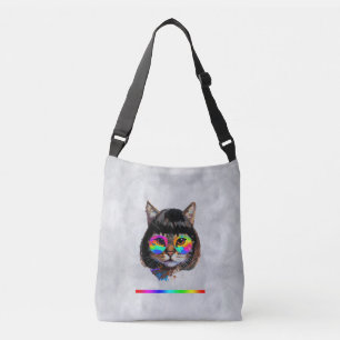 Bolso Cruzado Gato con peluca y gafas de sol (Cuadro #9)