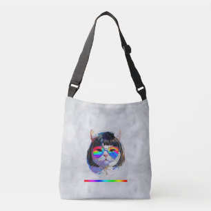 Bolso Cruzado Gato con peluca y gafas de sol (Pintura #7)