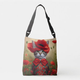 Bolso Cruzado Gato con un vestido hecho de una amapola