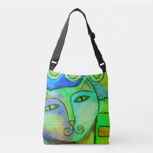 Bolso Cruzado Gato de arte abstracto colorido