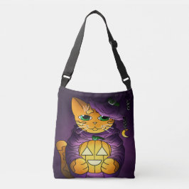 Bolso Cruzado Gato de bruja morado de Halloween