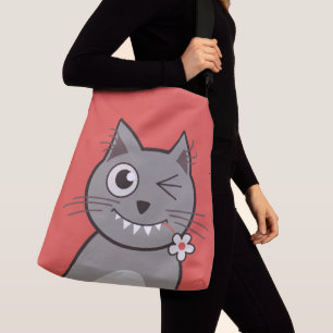 Bolso Cruzado Gato de guiño divertido del gatito del dibujo