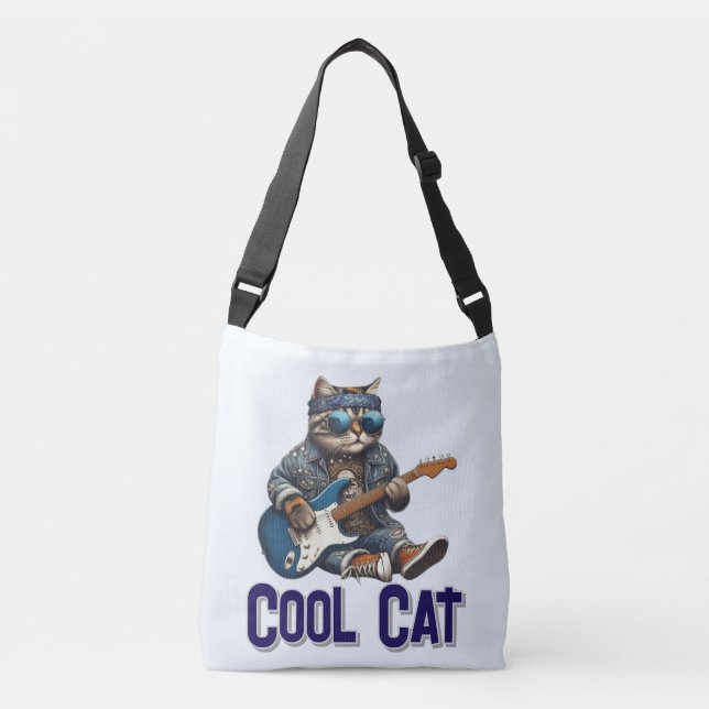 Bolso Cruzado Gato de guitarra que toca - Guay Kitty Vibes (Anverso)