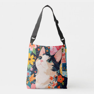 Bolso Cruzado Gato de parches florales