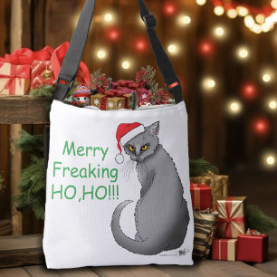 Bolso Cruzado Gato Gris Divertido Malhumorado Navidad Humor Fest