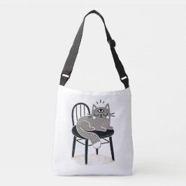 Bolso Cruzado Gato gris místico durmiendo en tercer ojo abierto