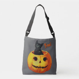 Bolso Cruzado Gato lindo en la Halloween de calabaza