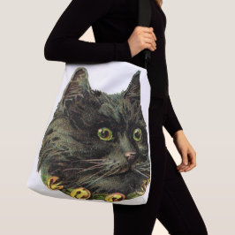 Bolso Cruzado Gato negro victoriano con collar de campana