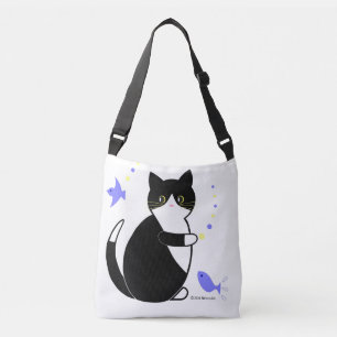 Bolso Cruzado Gato negro y blanco, gato de esmoquin