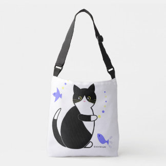 Bolso Cruzado Gato negro y blanco, gato de esmoquin