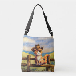 Bolso Cruzado Gato papá pintado con acuarela