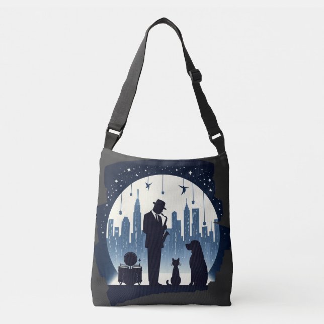 Bolso Cruzado Gato, perro, jazz (Anverso)