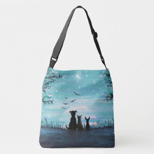 Bolso Cruzado Gato y puesta del sol del invierno de los perros