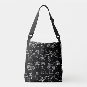 Bolso Cruzado Gatos blancos en negro