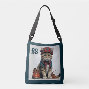 Bolso Cruzado Gatos con disfraz escocés - gatos tartán encantado