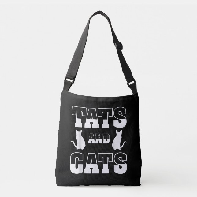 Bolso Cruzado Gatos Y Gatos Animales Amante Regalo Tatuaje Artis (Anverso)