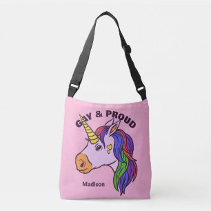 Bolso Cruzado Gay Unicornio de texto personalizado
