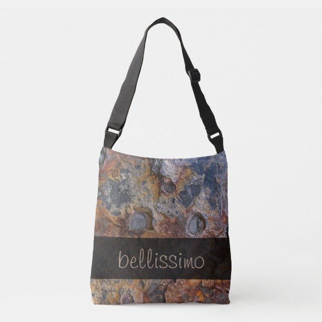 Bolso Cruzado Geología Rock Grungy Textura cualquier texto (Anverso)