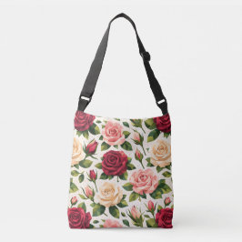 Bolso Cruzado Geometric Cute Rose Pattern Pink Red Peach Floral