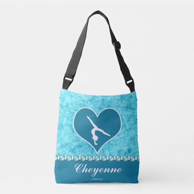 Bolso Cruzado Gimnasia hermosa personalizada de la turquesa (Anverso)