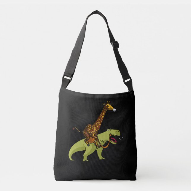 Bolso Cruzado Giraffe Montando animales divertidos de dinosaurio (Anverso)