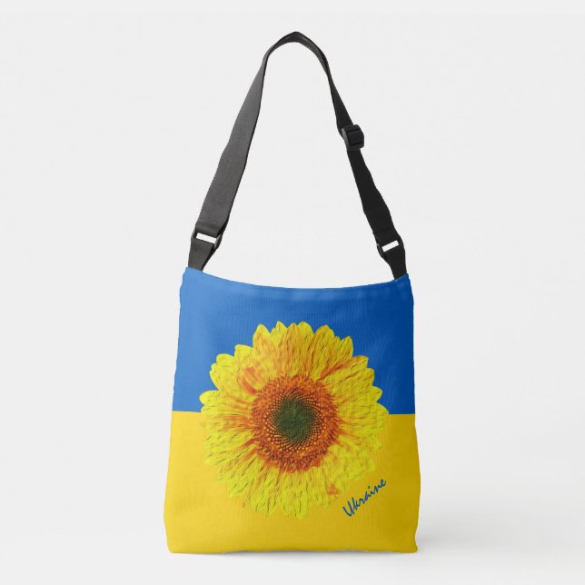 Bolso Cruzado Girasol de Ucrania y bandera ucraniana / flor (Anverso)