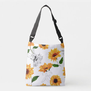 Bolso Cruzado girasoles dibujados a mano: patrón amarillo vibran