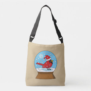 Bolso Cruzado Globe de nieve con cardenal rojo curado