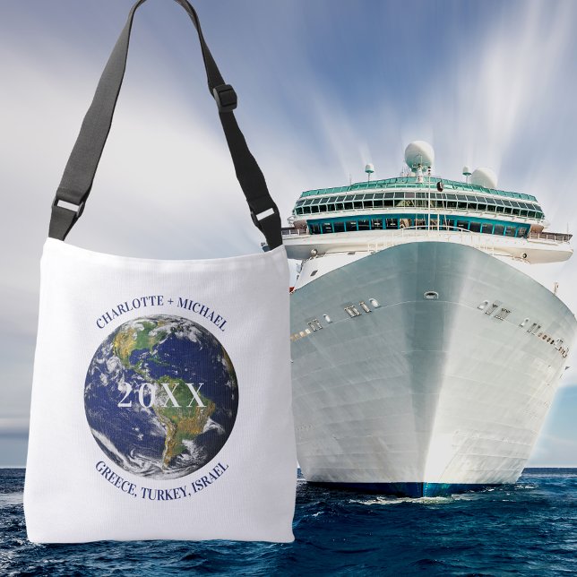 Bolso Cruzado Globe world map nombres de cruceros a tierra año (Subido por el creador)