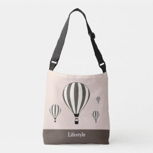 Bolso Cruzado Globos aerostáticos marrones y blancos sobre beige