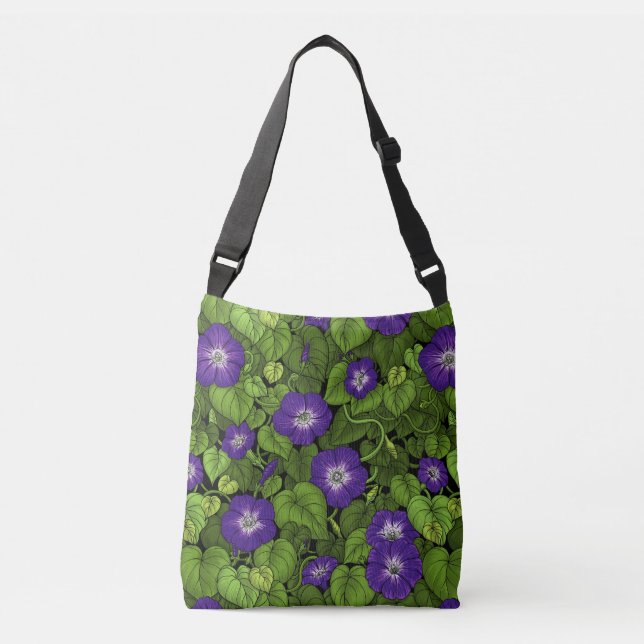 Bolso Cruzado Gloria matutina en morado y verde (Anverso)